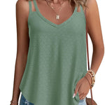 Zeagoo Flowy Strap Eyelet Embroidery Sleeveless Casual Tank Top