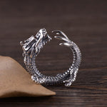 Buddha Stones 925 Sterling Silver Dragon Luck Protection Ring