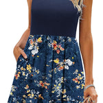 Zeagoo Summer Dress Knee-Length Round Neck Floral Dress (DE Only)