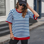Zeagoo Women Striped T Shirts Oversized Short Sleeve Tops