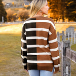 Zeagoo Striped Oversized Sweater Color Block Loose Pullover Top