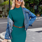 Zeagoo Women's Bodycon Dress Long Sleeve Slim Fit Turtleneck Dress