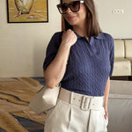 Zeagoo Women Short Sleeve Sweater Pullover Polo Tops