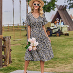 Zeagoo Damen Elegant V-Ausschnitt Kleider A Linie Kurzarm Freizeitkleid (DE Only)