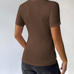 Zeagoo Short Sleeve Shirts Ribbed Knit Square Neck Tshirt