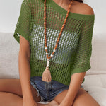 Zeagoo Short Sleeve Crochet Sweater Tops
