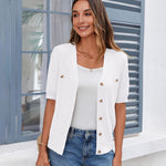 Zeagoo Short Sleeve Cardigan Button Down Ribbed Knit Sweater Tops