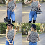 Zeagoo Tank Top Blouses Scooped Neck Pleated Front Shirts