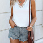Zeagoo Women V Neck Lace Tank Tops