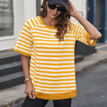 Zeagoo Women Striped T Shirts Oversized Short Sleeve Tops