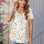 Zeagoo Women Tunic Tops Dressy Casual Short Sleeve Floral Shirts