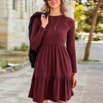 Zeagoo Women's Autumn Dress Long Sleeve Round Neck Knitted Dress
