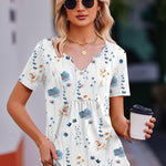 Zeagoo Tunic Tops V Neck Loose Fit Short Sleeve Shirt (DE Only)