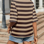 Zeagoo Oversized Loose Fit Short Sleeve Striped Tops