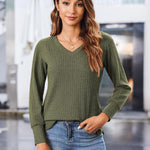 Zeagoo Long Sleeve Shirts for Women V Neck Casual Sweaters