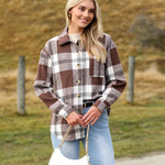Zeagoo Women Flannel Shacket Jacket Plaid Button Down Shirt