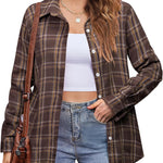 Zeagoo Flannel Shirt Women Button Down Long Sleeve Plaid Shirts