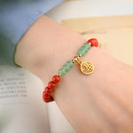 Buddha Stones Tibetan Cinnabar Green Aventurine Luck Bracelet Necklace