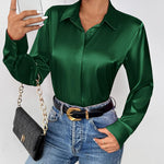 Zeagoo Satin Blouses Casual Long Sleeve Button Down Silk Shirts