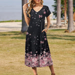 Zeagoo Floral Dress Short Sleeve Beach Dress