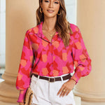 Zeagoo Women's Button Down Shirts Loose Fit Striped Printed Lantern Blouses