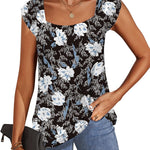 Zeagoo Square Neck Casual Cap Sleeve Shirt