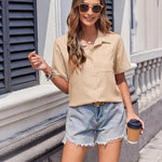 Zeagoo Short Sleeve Button Down Shirt Casual Loose Fit Blouses
