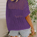 Zeagoo Short Sleeve Crochet Sweater Tops