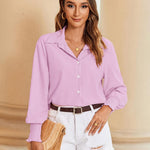 Zeagoo Women's Button Down Shirts Loose Fit Striped Printed Lantern Blouses