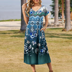 Zeagoo Floral Dress Short Sleeve Beach Dress