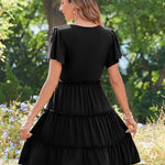Zeagoo Summer Tiered Mini Dress with Pockets Ruffle Sleeve Dress
