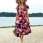 Zeagoo Women's Casual Dress Flutter Button Down Tiered Flowy Dress