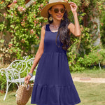 Zeagoo Summer Dress Knee-Length Round Neck Floral Dress (DE Only)