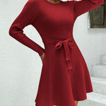 Zeagoo Women's Casual Dress Tie Waist Fall Ribbed Dress