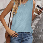 Zeagoo Sleeveless Eyelet Shirts High Neck Top