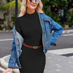 Zeagoo Women's Bodycon Dress Long Sleeve Slim Fit Turtleneck Dress