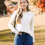 Zeagoo Women's Crew Neck Cropped Sweater Long Sleeve Knit Tops