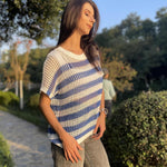 Zeagoo Short Sleeve Crochet Sweater Tops