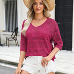 Zeagoo Women's Crochet Off The Shoulder Hollow Out Knit Tops