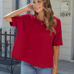 Zeagoo Women Short Sleeve T Shirts Round Neck Oversized Tee
