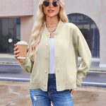Zeagoo Women's Bomber Jacket Casual Striped Button Down Coat