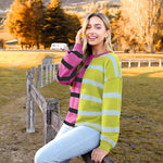 Zeagoo Striped Oversized Sweater Color Block Loose Pullover Top