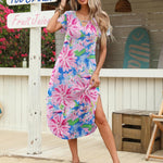 Zeagoo Maxi Dress with Pockets Short Sleeve Sundress