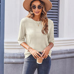 Zeagoo Loose Short Sleeve Tunic Tops Crochet Knit Pullover Sweater