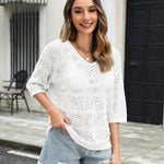 Zeagoo Women's Crochet Off The Shoulder Hollow Out Knit Tops