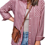 Zeagoo Long Sleeve Plaid Shirt for Women Flannel Button Down Shirts