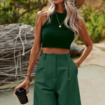 Zeagoo Shorts Casual Elastic High Waist Wide Leg Short Trousers (DE Only)
