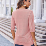 Zeagoo Loose Short Sleeve Tunic Tops Crochet Knit Pullover Sweater