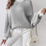 Zeagoo Sweater Casual Long Sleeve Color Block Loose Pullover