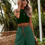 Zeagoo Shorts Casual Elastic High Waist Wide Leg Short Trousers (DE Only)